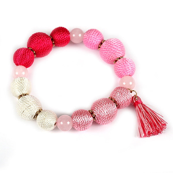 Barbie Theme Thread Ball Bead Stretch Tassel Bracelet – US Jewelry House