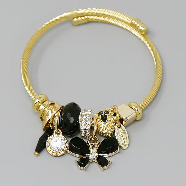 Women's Butterfly Charm Bangle Bracelet