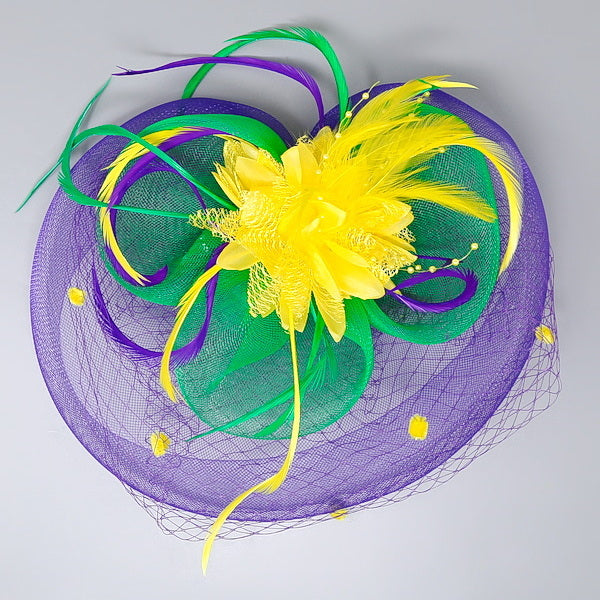 Mardi Gras Feather Top Hat Fascinator [27891MGAJ] 