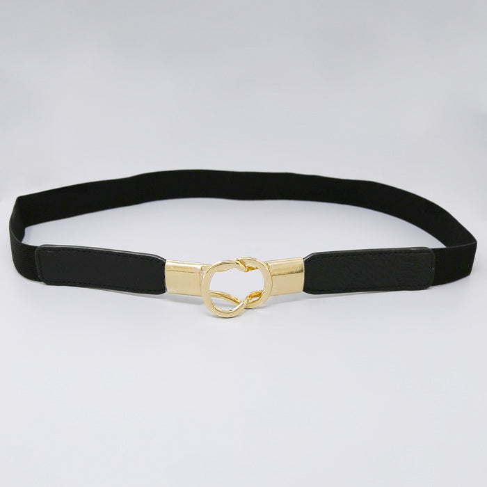 Metal Buckle Skinny Stretch Belt