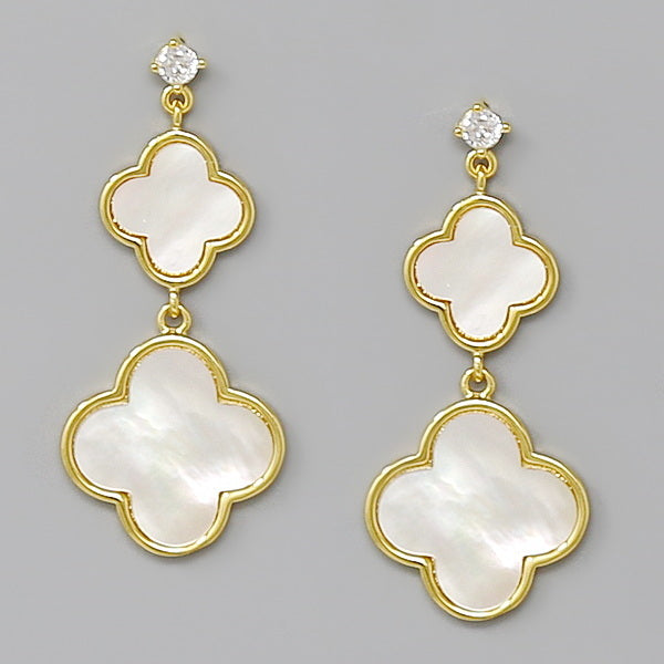 Gold Clover Drop Earrings