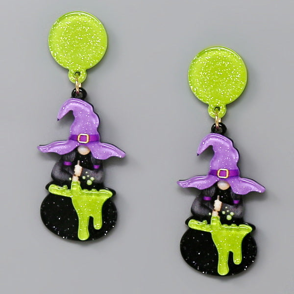 Halloween Witch Hat Cutout Metal & Leather Earrings – US Jewelry House