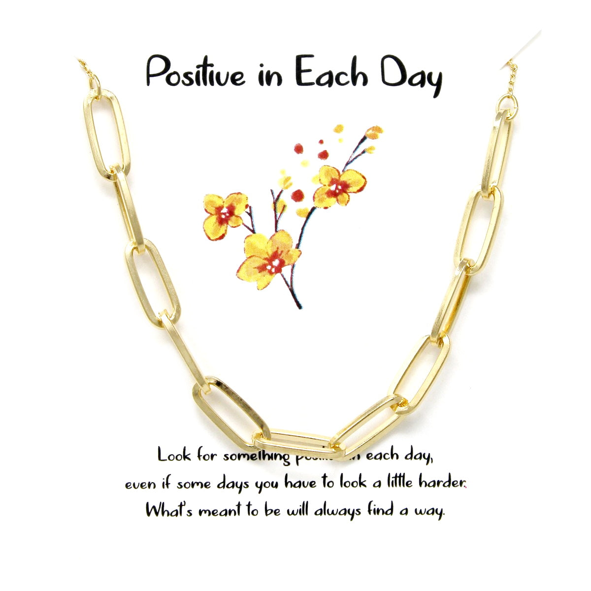 Tell Your Story: Positive In Each Day Oval Chain Linked Simple Chain  Necklace