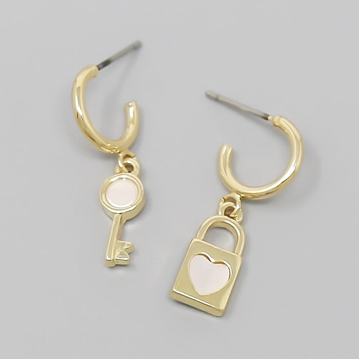 Lock and Key Hoop Earrings