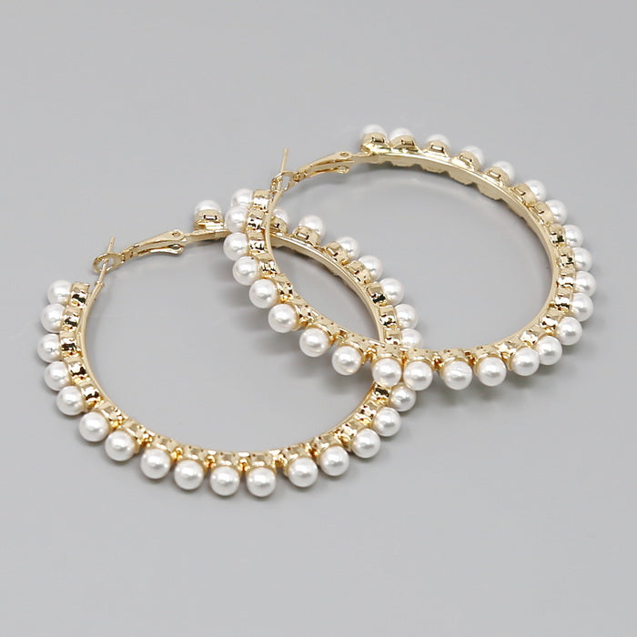 Faux pearl hoop earrings - Women's fashion | Stradivarius Nederland