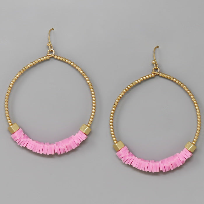 Square Clay Beaded Hoop Drop Earrings – US Jewelry House
