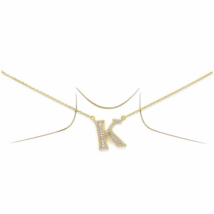 K/Monogram Chain Pave Necklace - Maxx Group