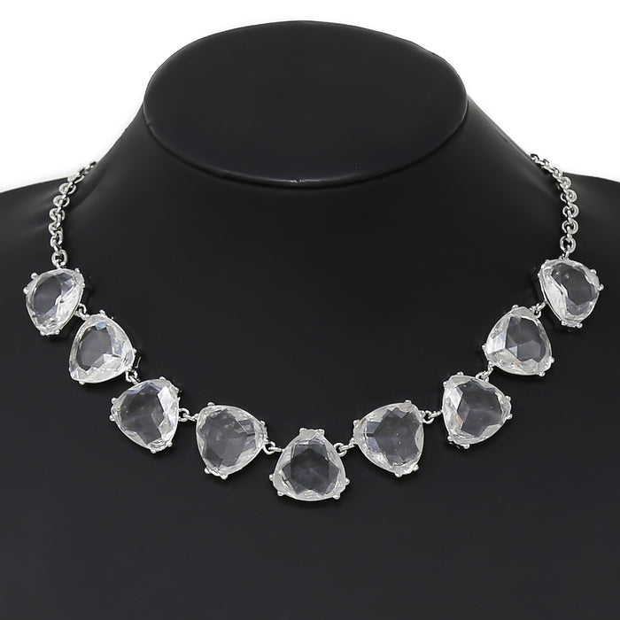 Triangle Glass Stone Pave Statement Necklace – US Jewelry House